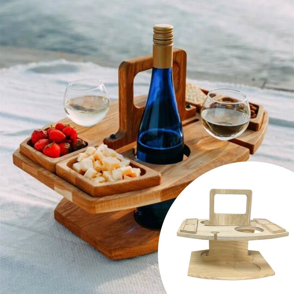 Portable Outdoor Picnic Table with Glass Holder O91193