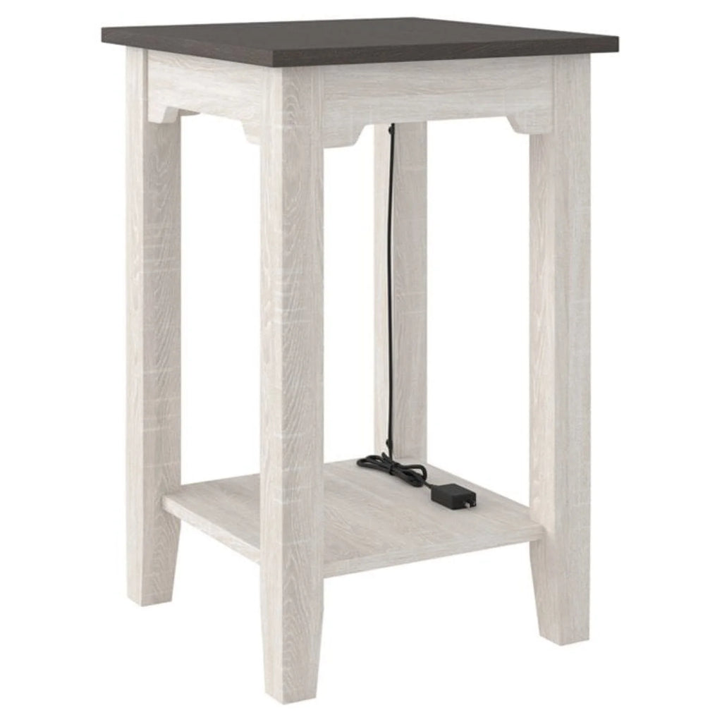 Farmhouse Engineered Wood End Table in Antiqued White/Gray S9839