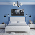 Queen Platform Bed Frame with Headboard Solid Wood Black T7199