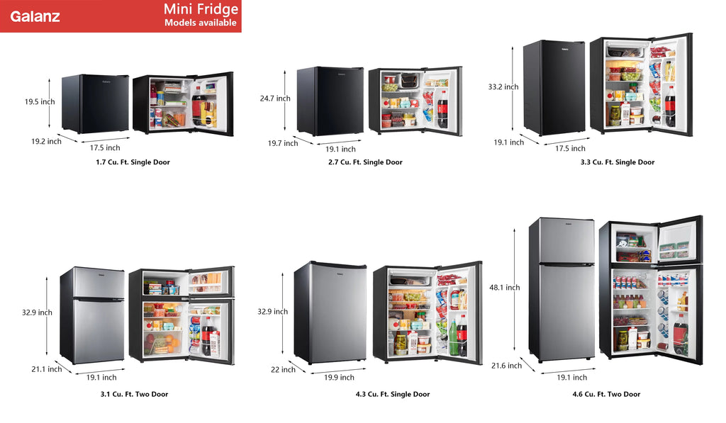 3.1 Cu ft Two Door Mini Fridge with Freezer V90075