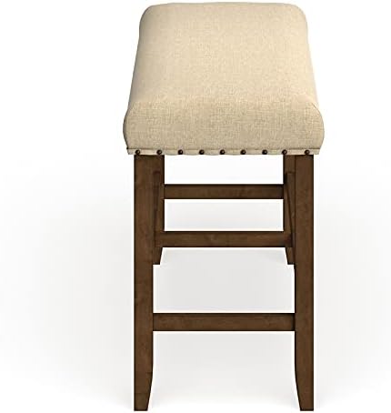 Beige Wood Padded Counter Height Dining Bench E6648
