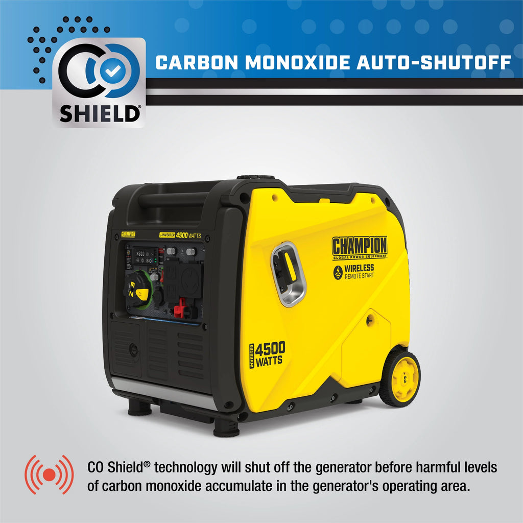4500-Watt Wireless Remote Start Inverter Generator with CO Shield O92872