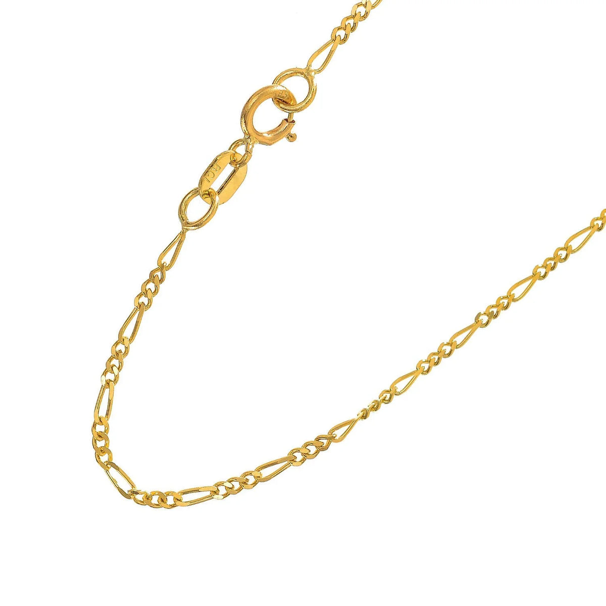 14k Solid Yellow Gold Figaro Chain Necklace, Spring Ring Clasp - 16 Inches R588