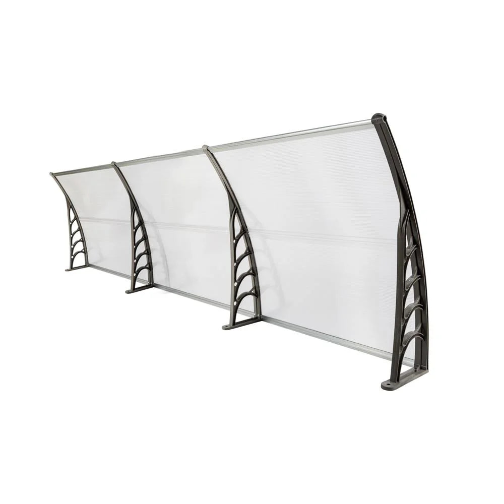 39.37" x 118.11" Door Window Patio Rain Cover Eaves Transparent Board & Gray Holder W213128