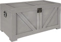 Gray Wooden Storage Chest Trunk F502144