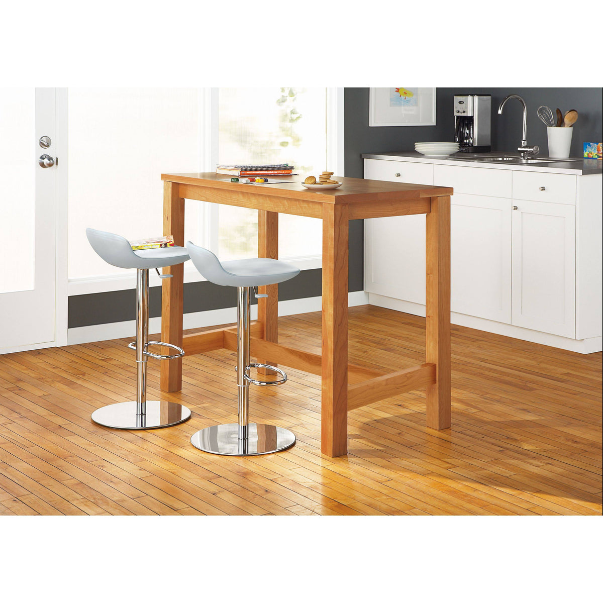 Black Leo Swivel Stool with Adjustable Base N56244