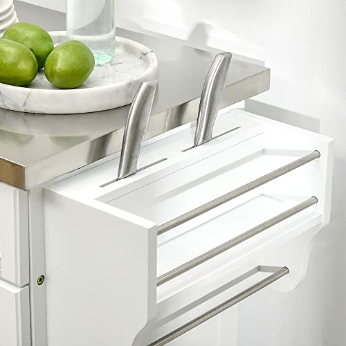 Black Rolling Kitchen Cart with Stainless Steel Countertop L551