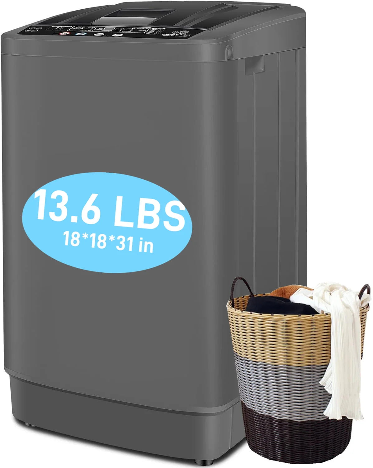 13.6LBS Portable Full Automatic Washing Machine with Drain Pump Q195299