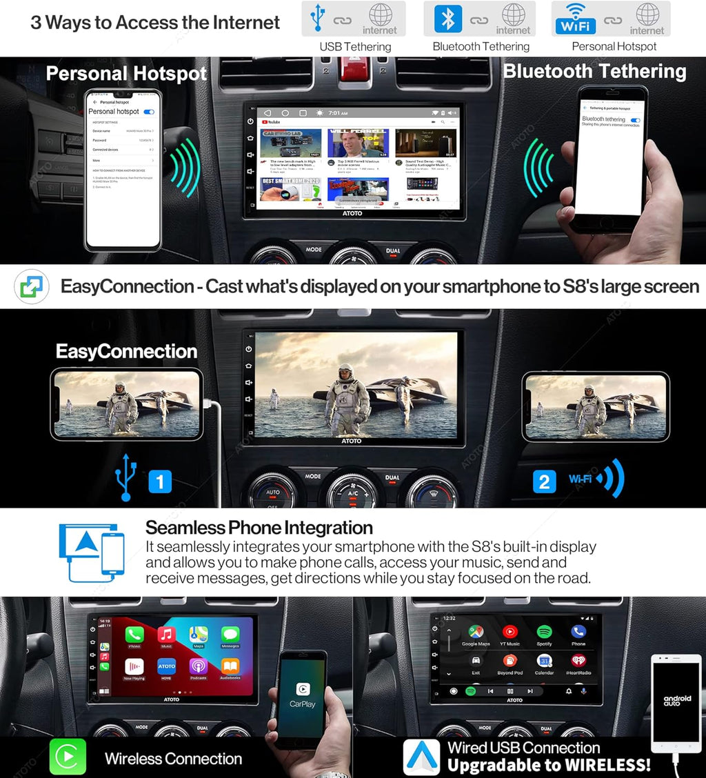 7inch Double-DIN Android Car Stereo with Wireless CarPlay G88080