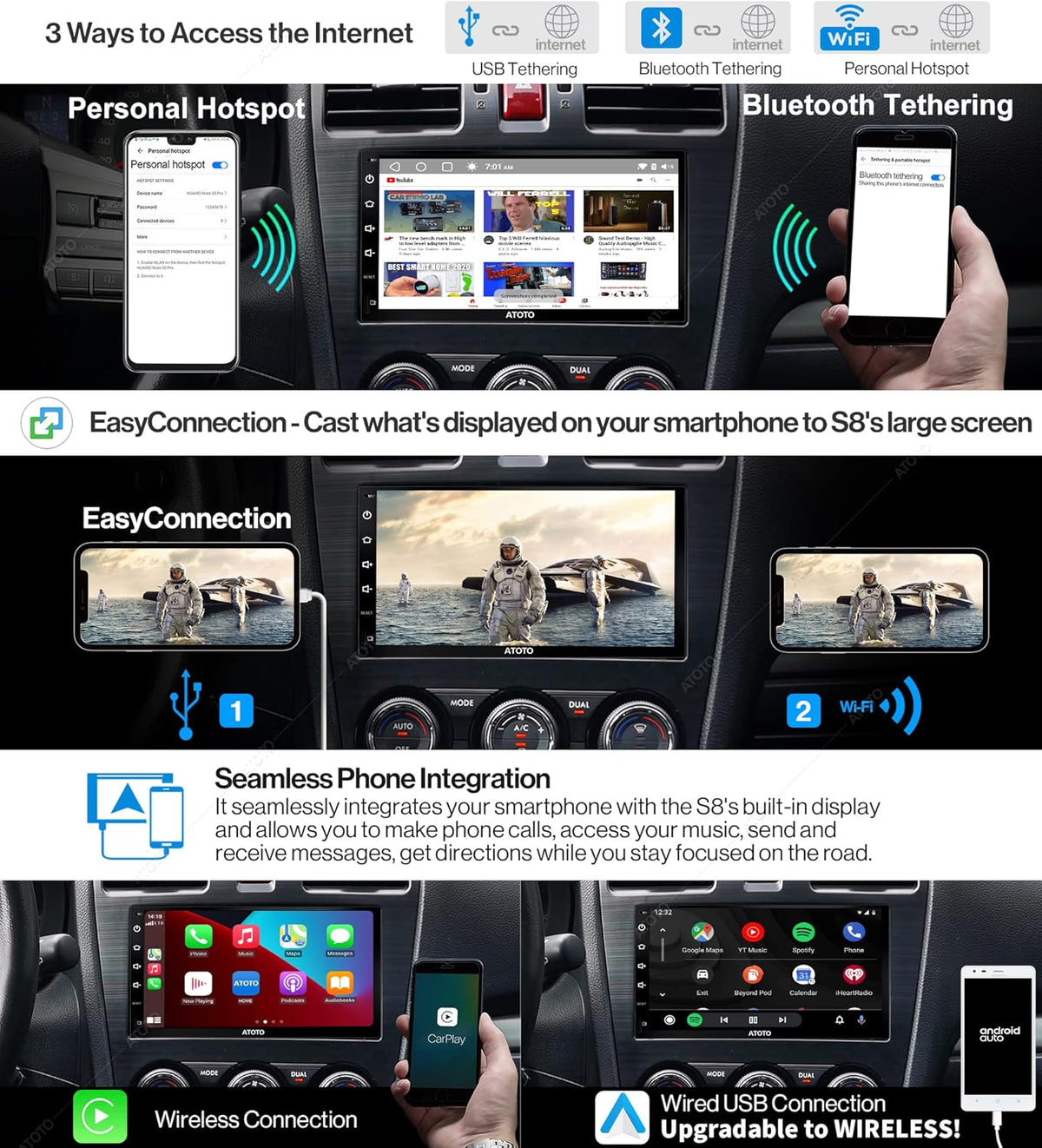 7inch Double-DIN Android Car Stereo with Wireless CarPlay G88080