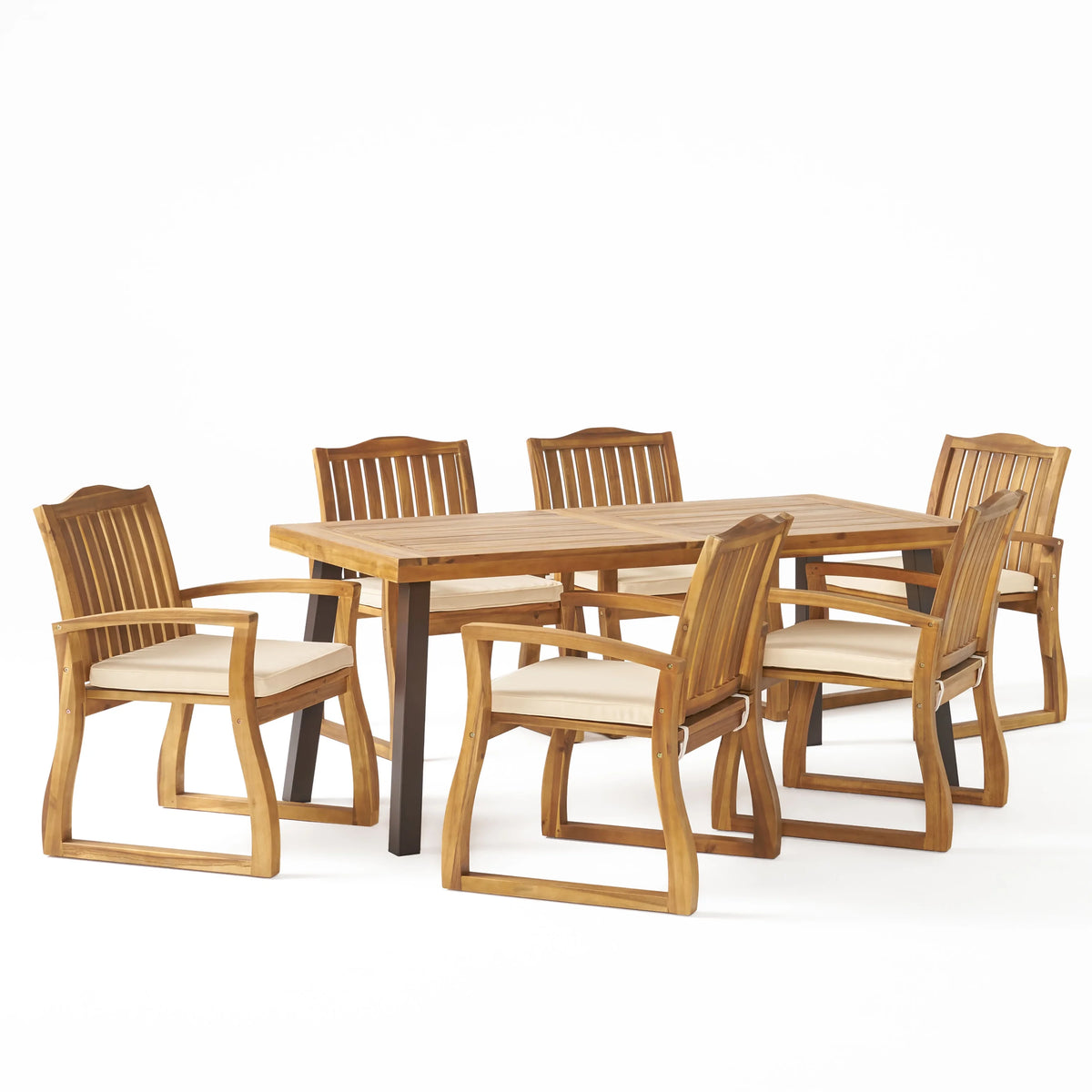 Acacia Wood 7 Piece Dining Set M600