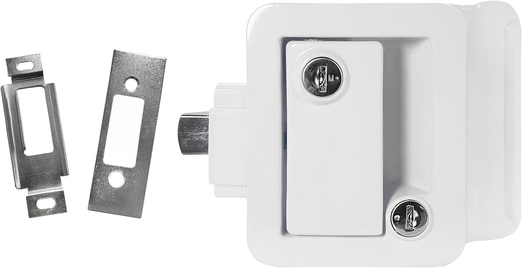 White RV Entry Door Handle with Deadbolt Pack of 2 D243365