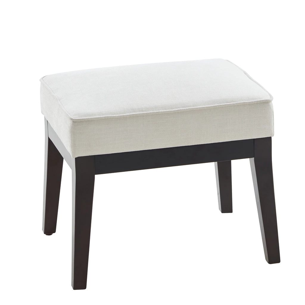 Beige Upholstered Accent Chair with Ottoman and Solid Wood Frame C6776