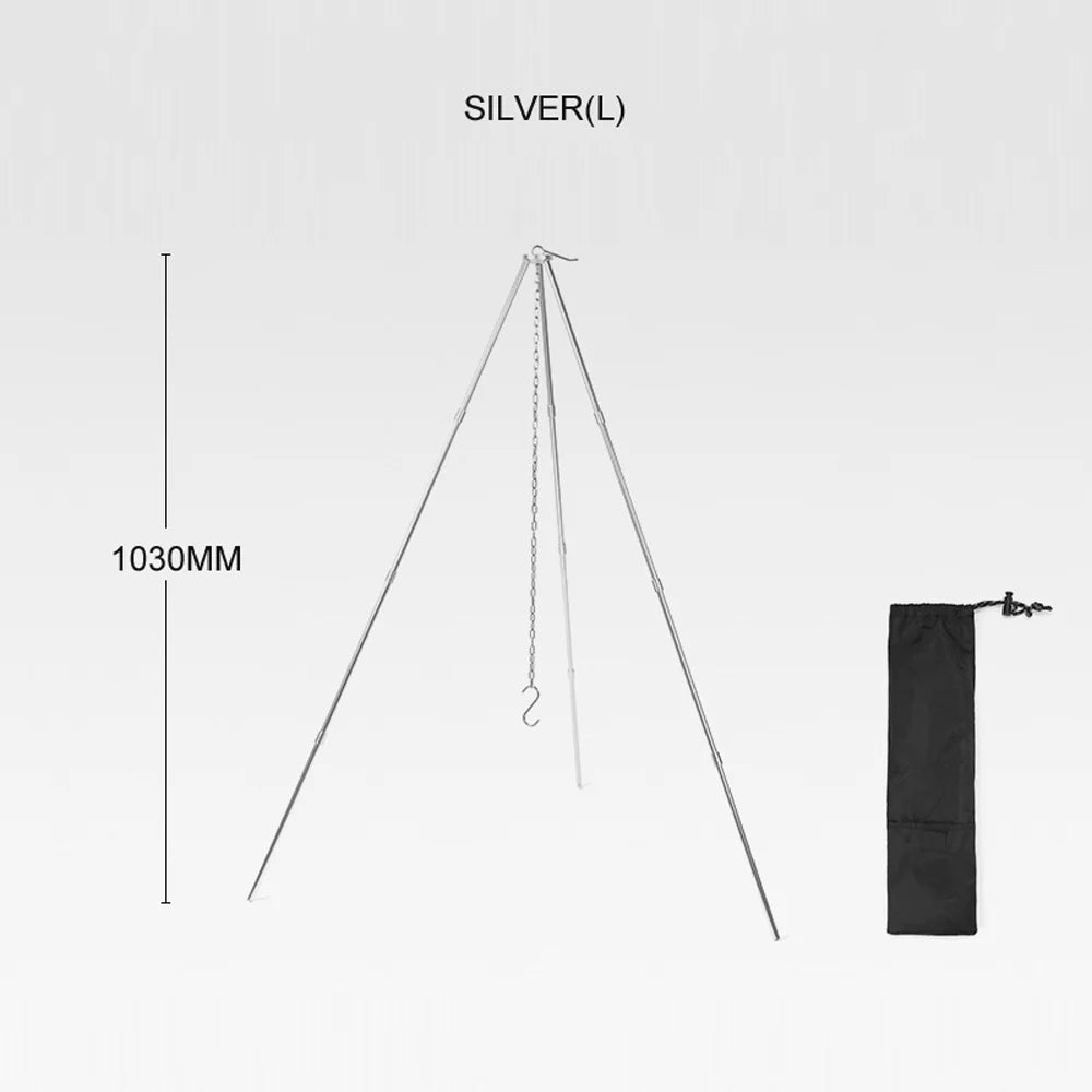 Portable Aluminum Alloy Campfire Tripod Folding Bracket Q5574