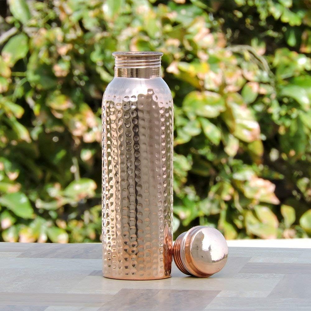 33.84 Us Fl Ounce Hammered Pure Copper Water Bottle A3956