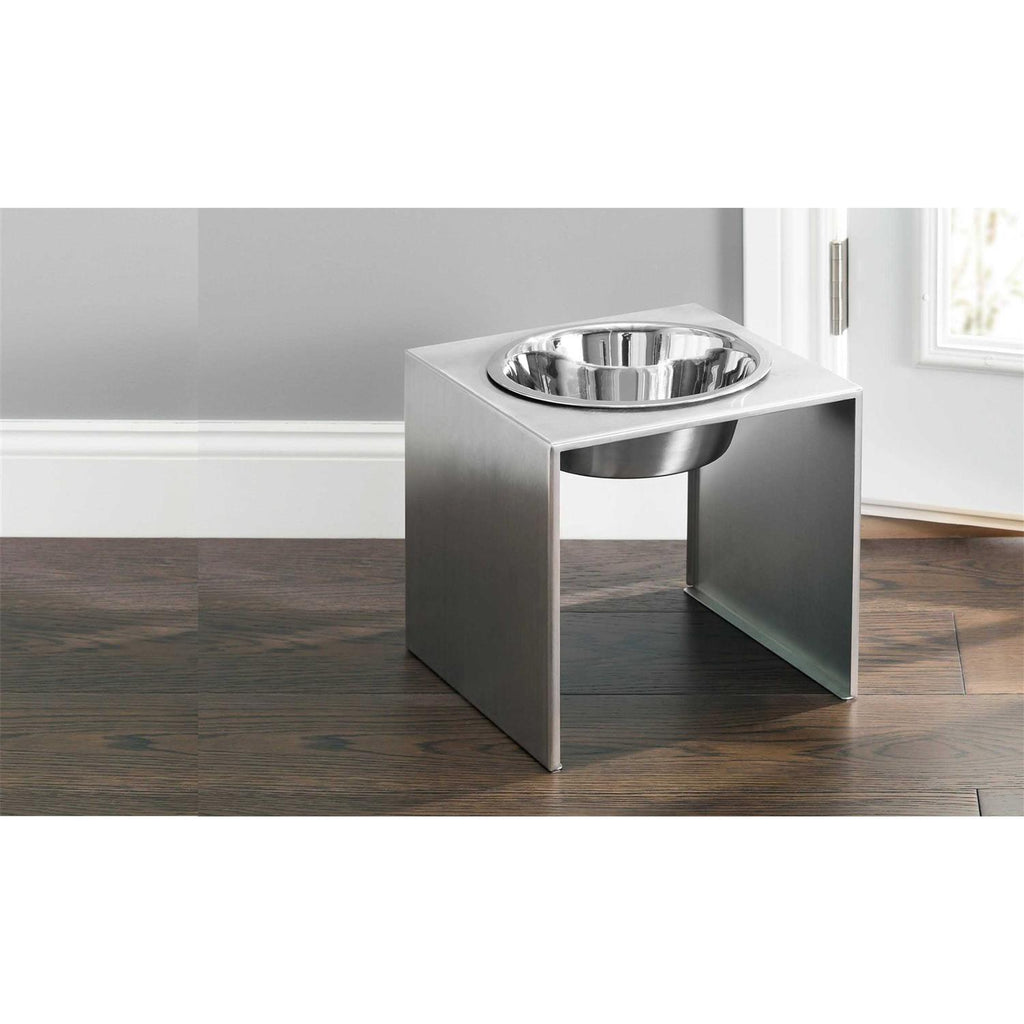 Slate Single Bowl Elevated Stainless Dog Feeder V4711