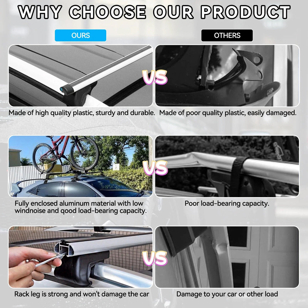 Aluminum Car Top Roof Rack Cross Bar Cargo Carrier R616610