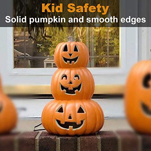 14" Lighted Stacked Pumpkin Lantern with LED Bulb D1429