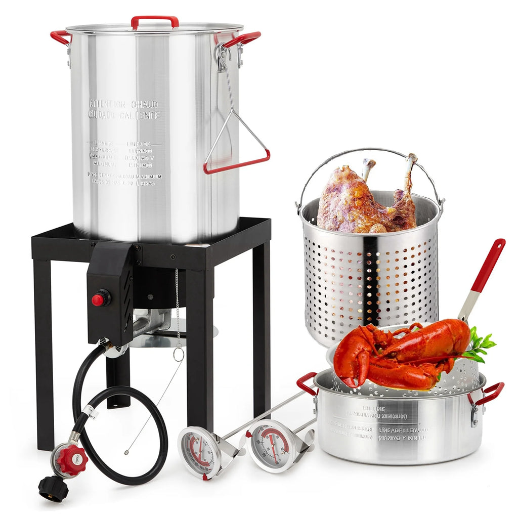 30-Quart Propane Outdoor Turkey Fryer Kit Aluminum Boiler Steamer D18978