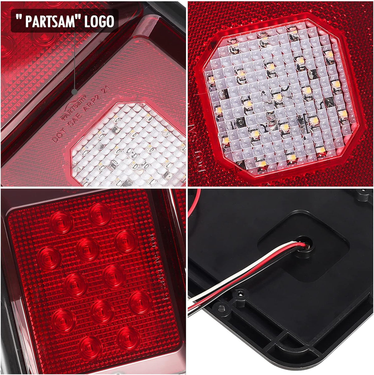 2Pcs LED Trailer Tail Lights with Black Base F384135
