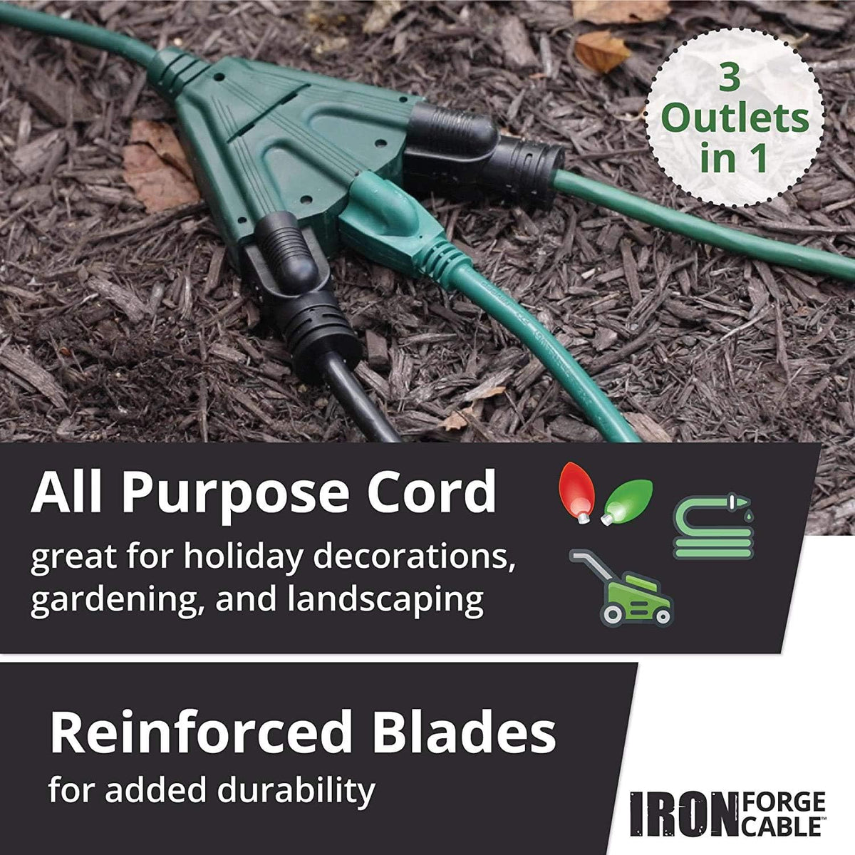 100 Ft Outdoor Extension Cord with 3 Outlets H9365