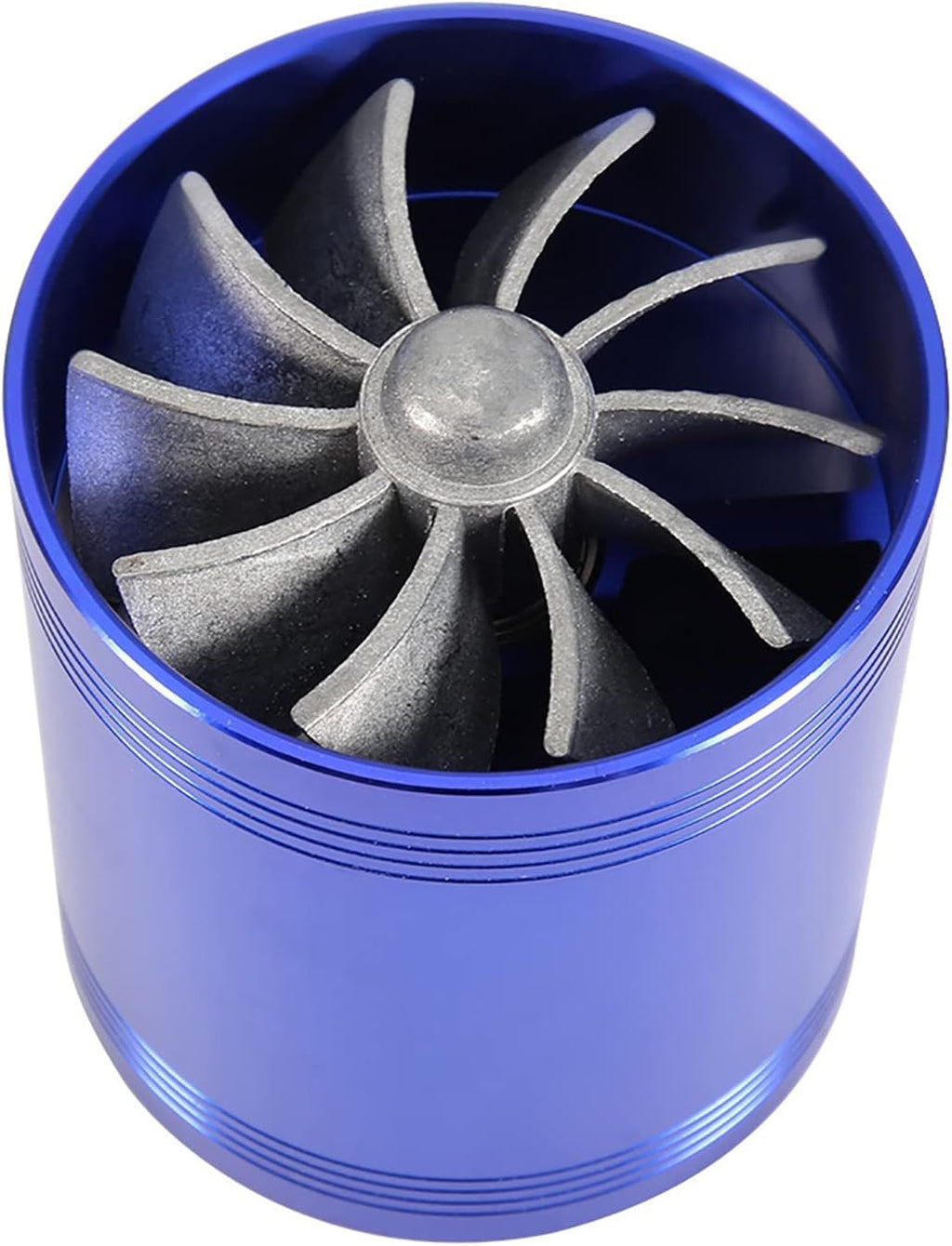 Twin Fan Turbine Car Air Intake Turbocharger Super Gas Fuel Saver Turbo (Blue) Z86611