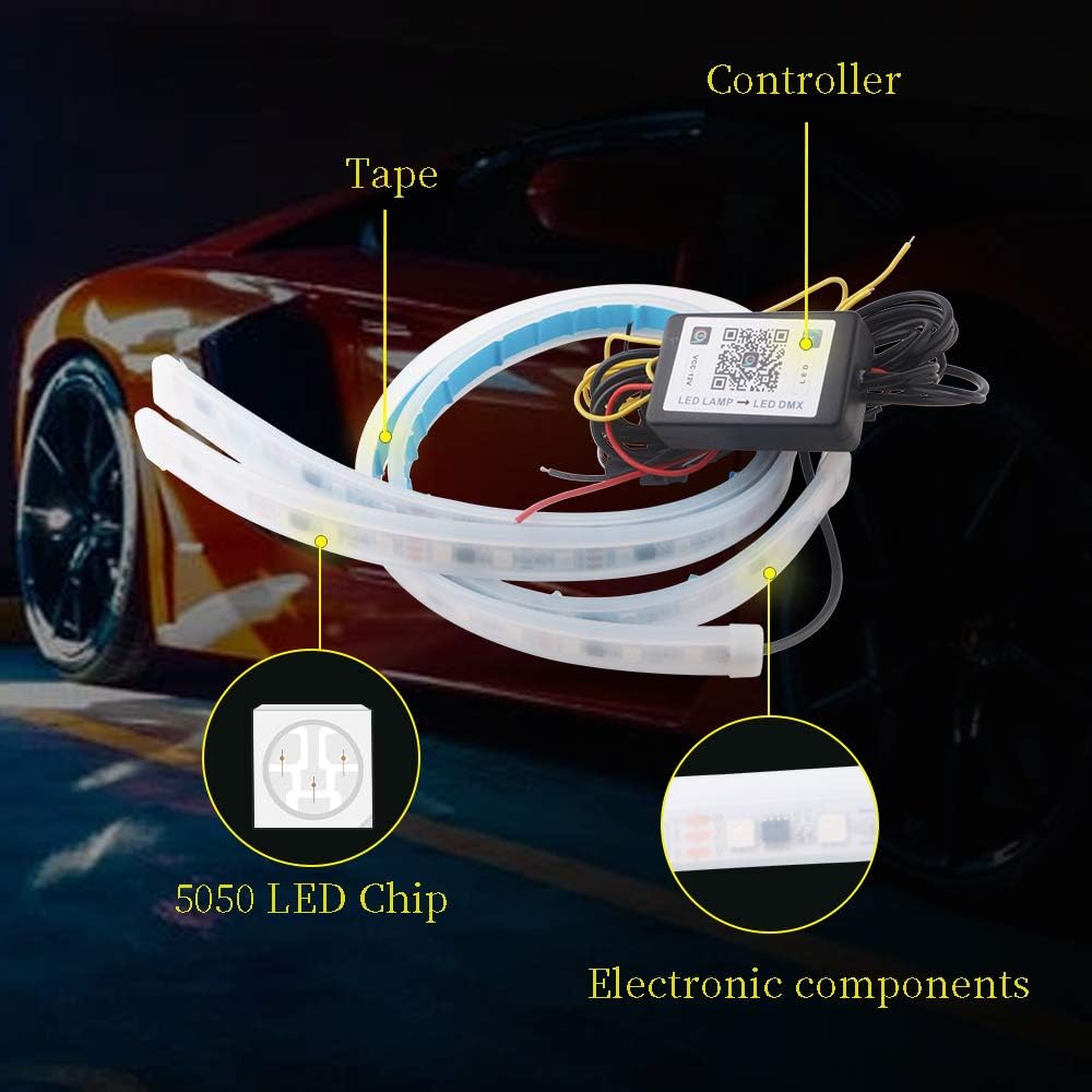 RGB Multi Color 60CM/24 Inch Waterproof LED Strip Lights 2Packs Q9823