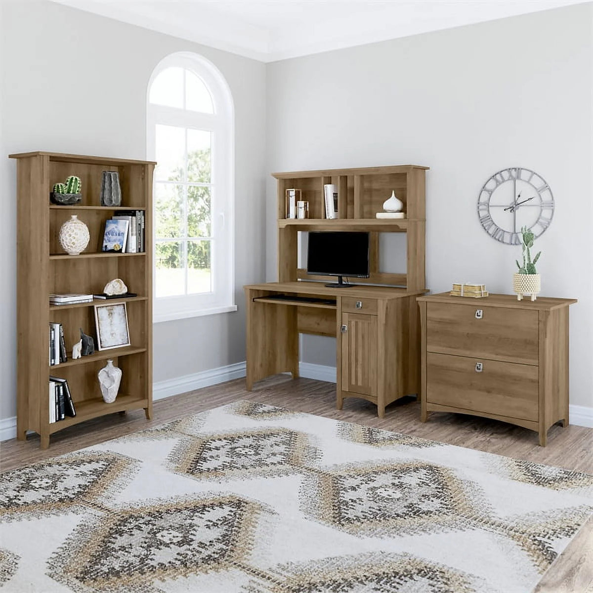 Small Computer Desk with Hutch in Reclaimed Pine Z778