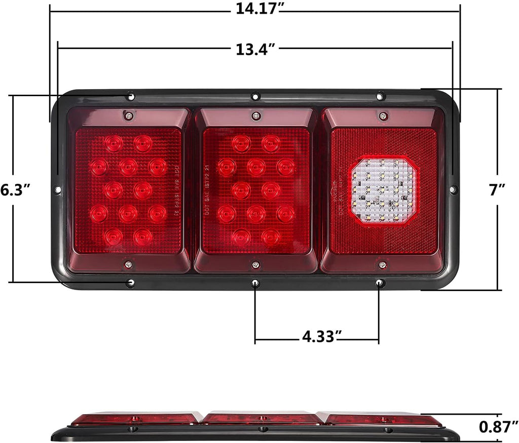 2Pcs LED Trailer Tail Lights with Black Base F384135