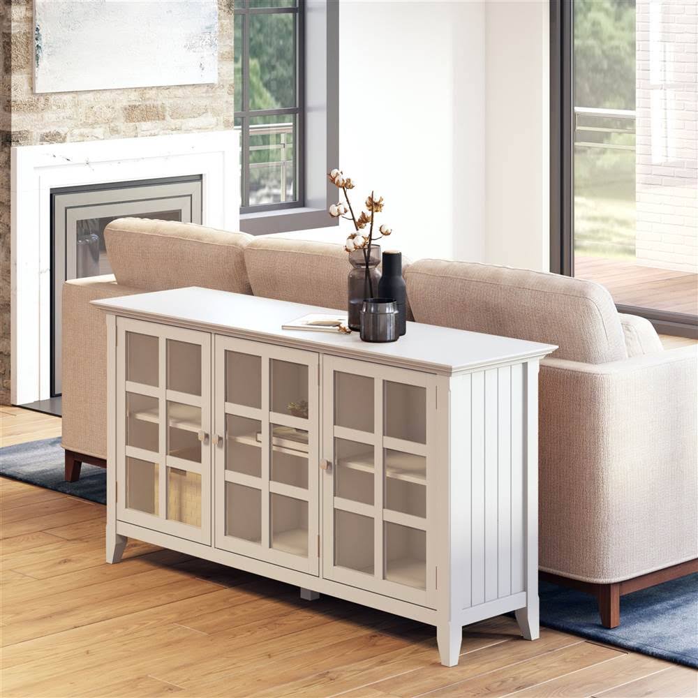 White Solid Wood Wide Storage Cabinet Z645