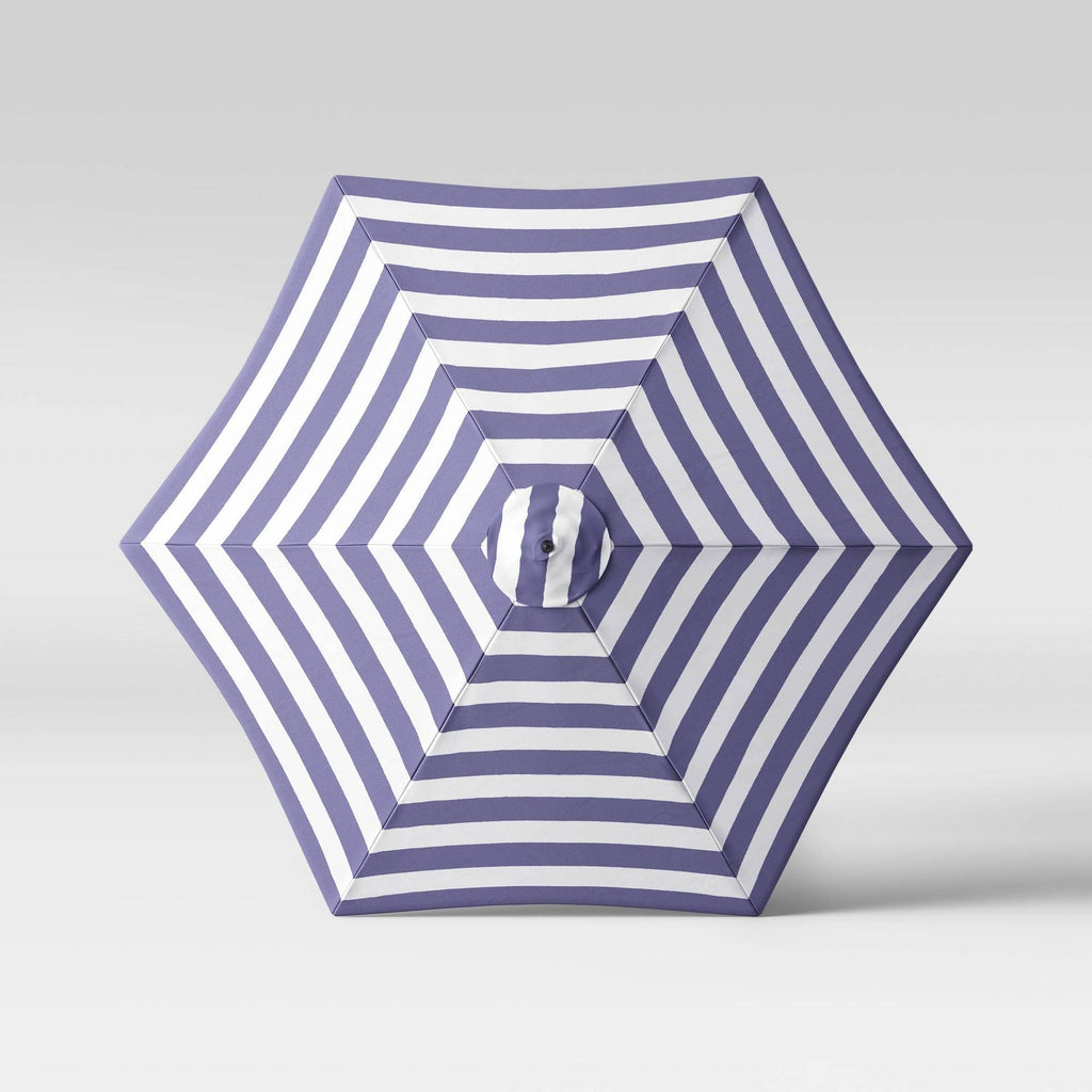 Navy Round Patio Umbrella with Light Wood Pole P14792