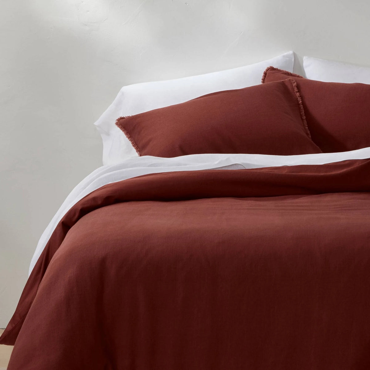 Dark Clay Heavyweight Linen Blend Duvet Cover & Sham Set G68604