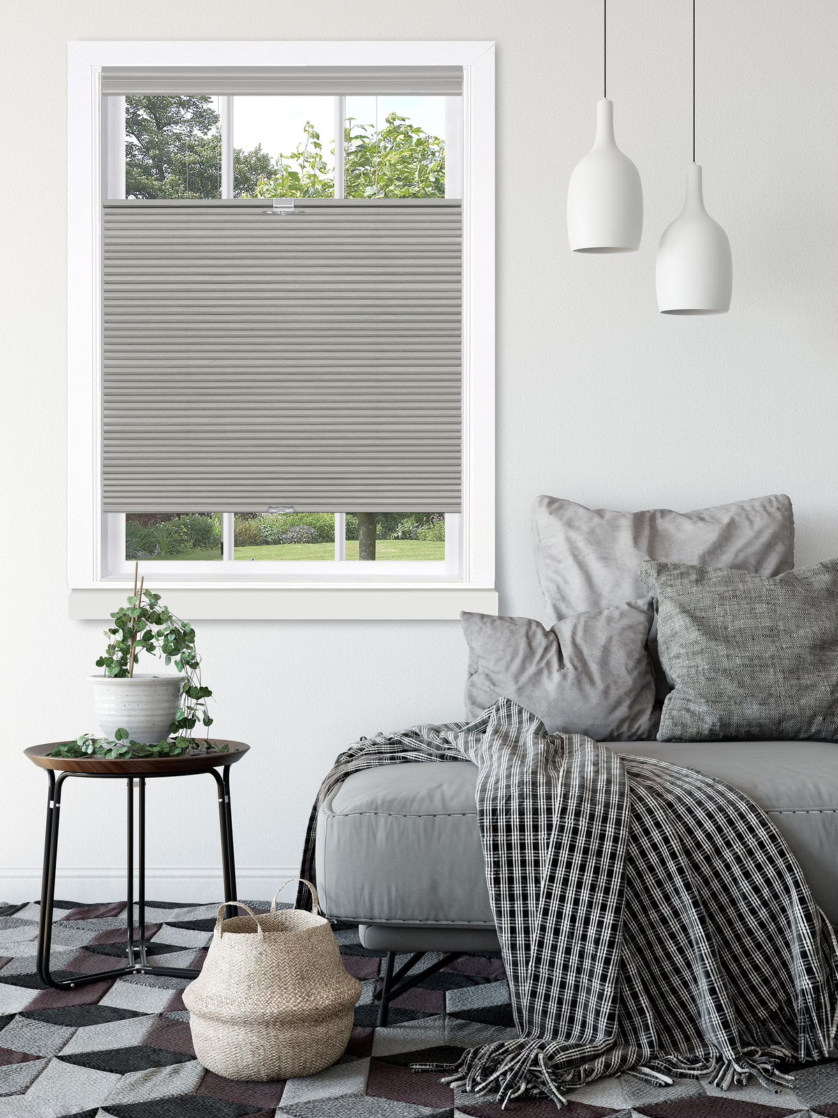 Top Down-Bottom Up Cordless Honeycomb Cellular Shade 35"L x 64"W Dove Grey M7300