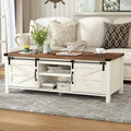Farmhouse Coffee Table with Sliding Barn Doors Q537