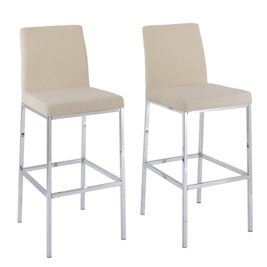 Beige Fabric Barstools with Chrome Legs Set of 2 U13808