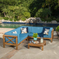 4 Piece Acacia Wood Sectional Sofa and Coffee Table Set U181