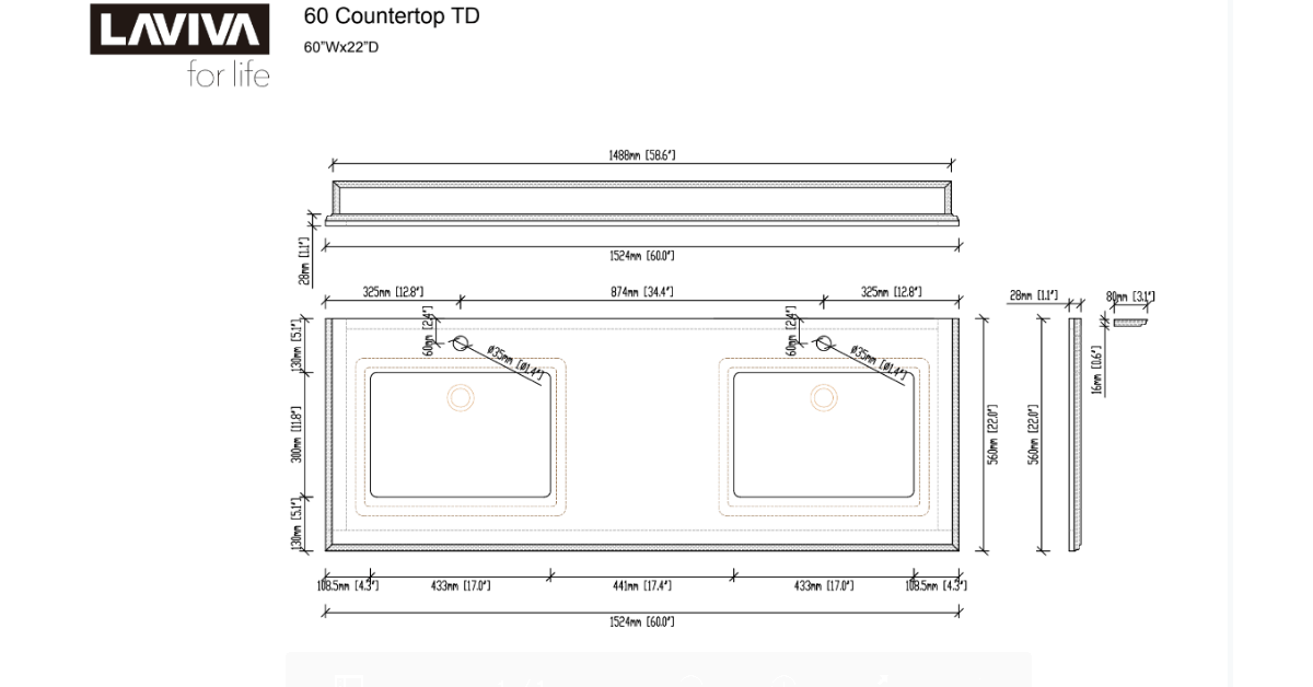 White Carrara Countertop 60 inch Single Hole with Rectangle Sink B830223
