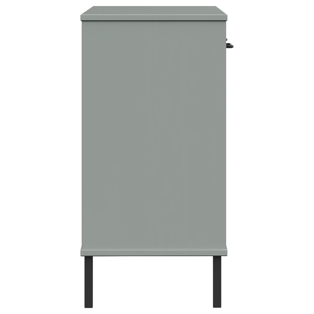 Gray Solid Wood Pine Console Cabinet with Metal Legs H7852