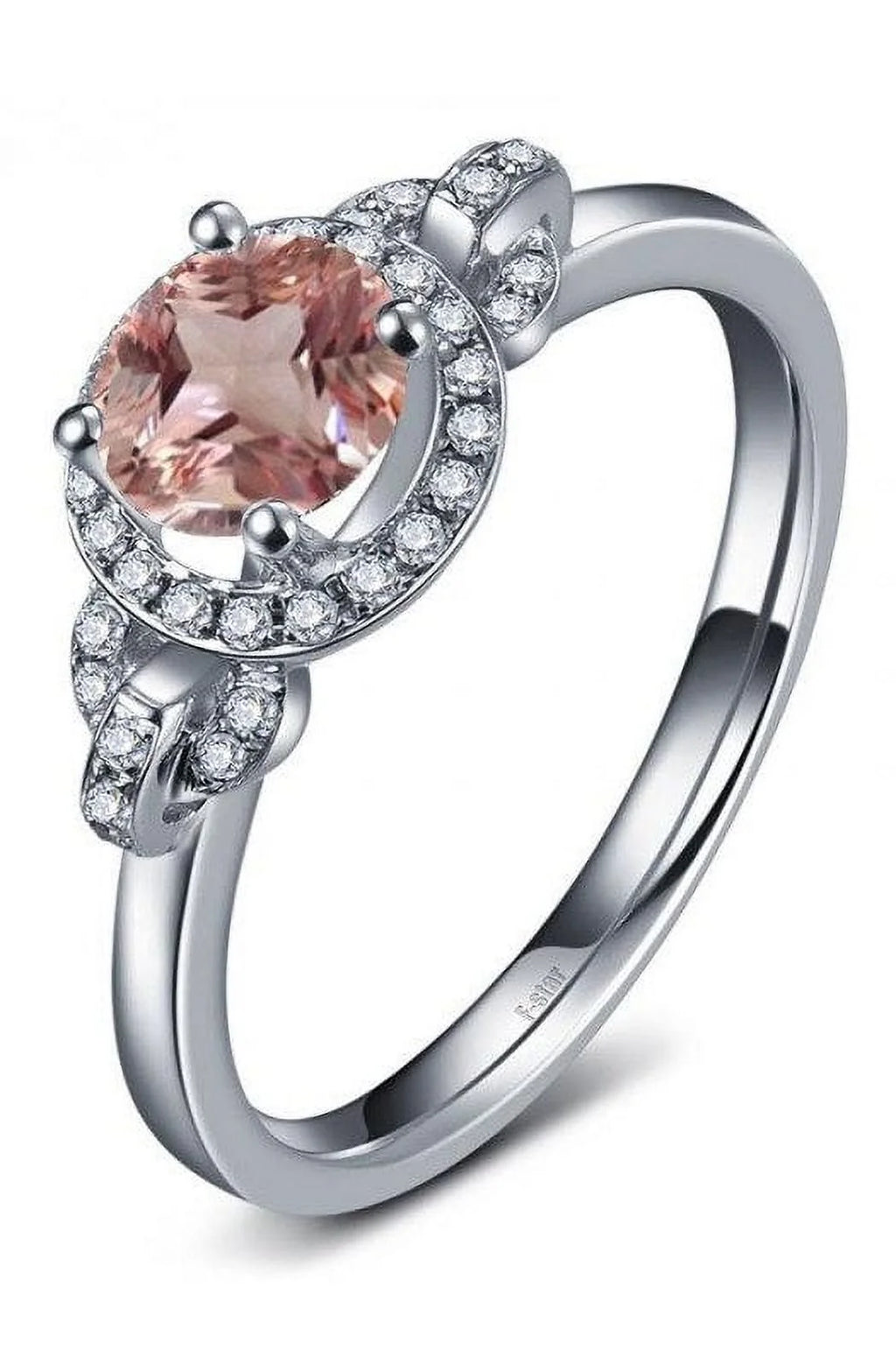 14K White Gold Morganite And Diamond Moissanite Engagement Ring A327489