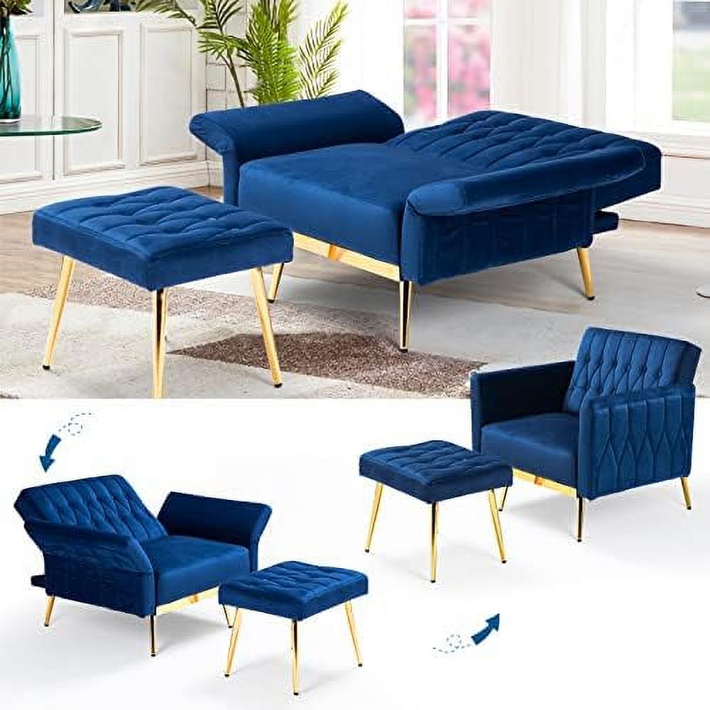 Grey Velvet Accent Chair with Ottoman and Pillow A76699