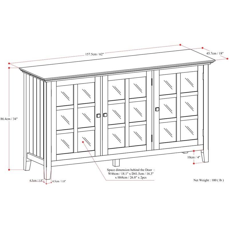 White Solid Wood Wide Storage Cabinet Z645