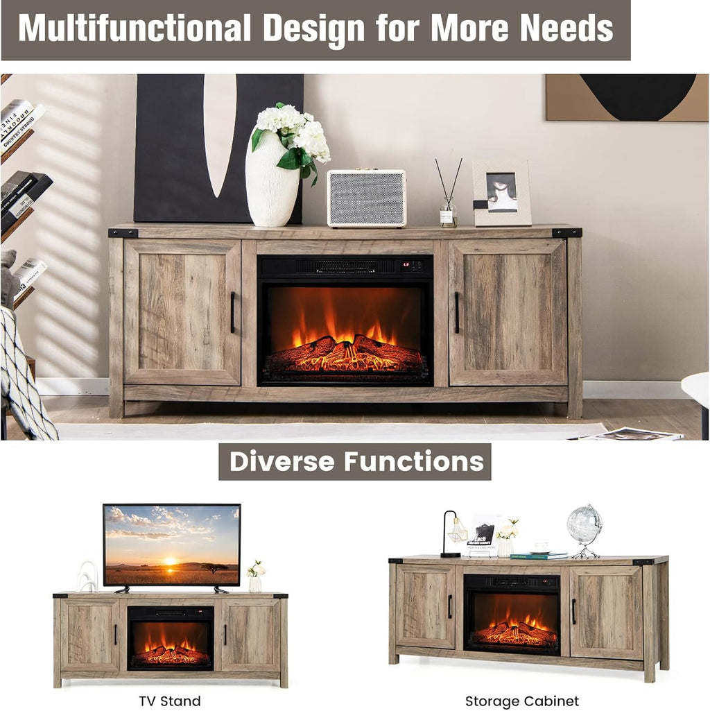 Electric Fireplace TV Stand with Storage Cabinets G166