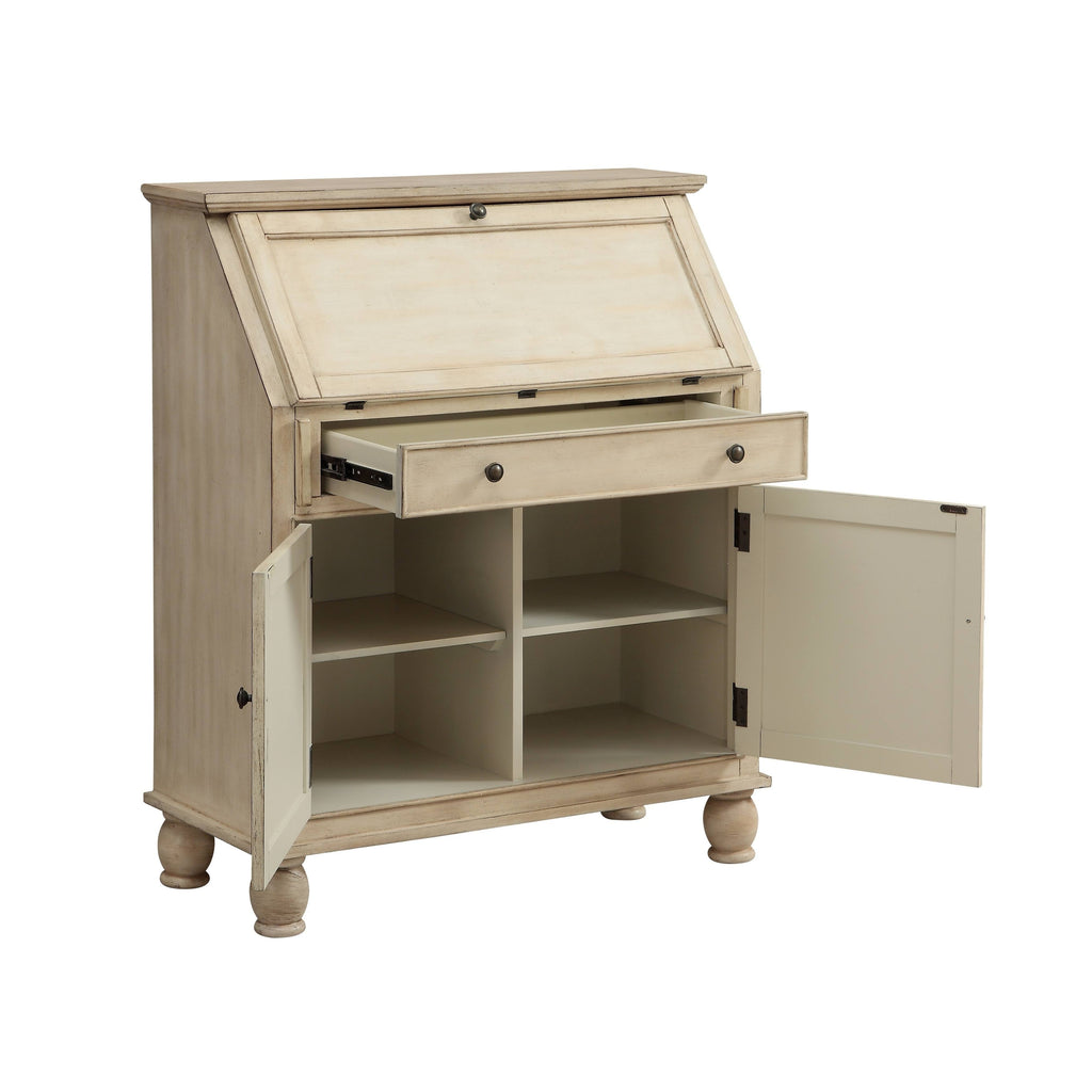Cream Two Door One Drawer Drop Lid Cabinet with Power E924