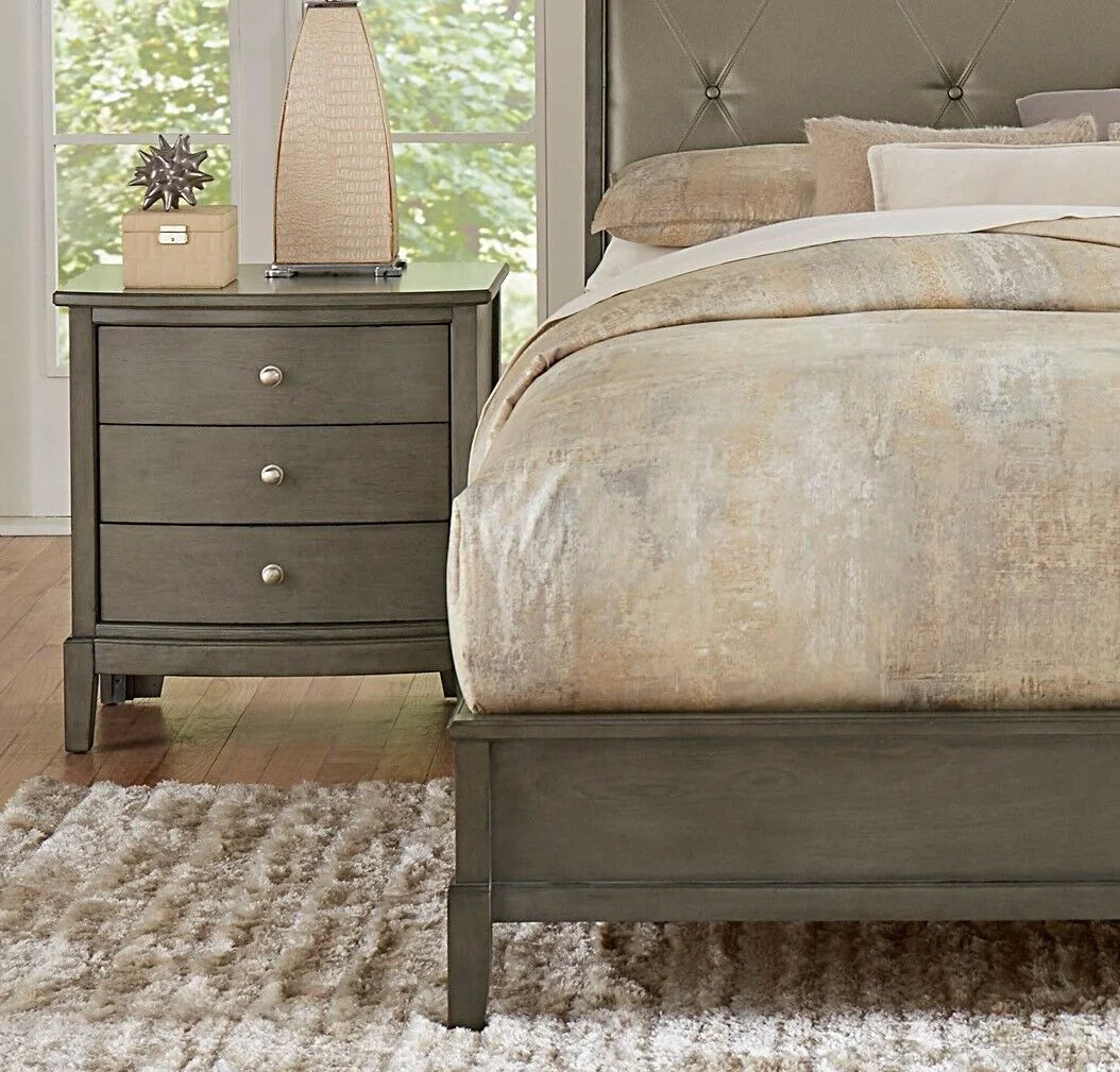 Gray Finish Wooden 5pc Bedroom Set Queen Sleigh Bed Nightstand Dresser Mirror Chest D956521