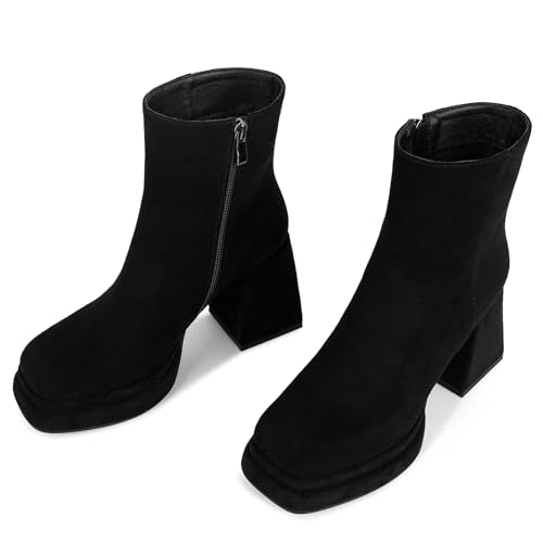 Platform Boots with Chunky Heel and Square Toe Z66766