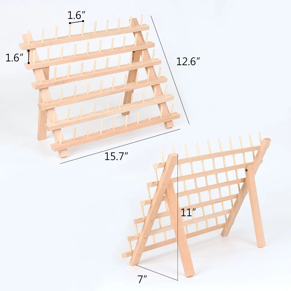 60-Spool Wooden Sewing Thread Organizer Rack S868