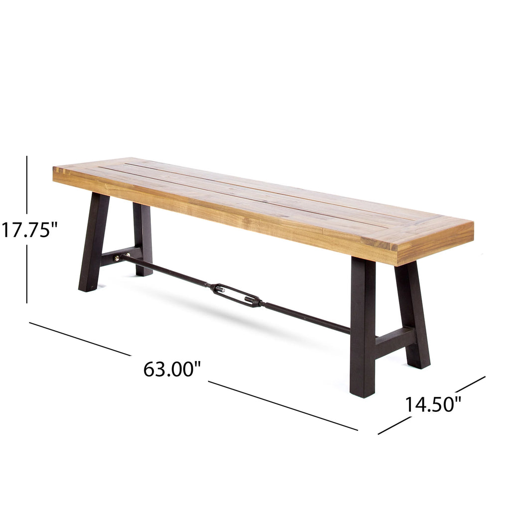 Acacia Wood Outdoor Dining Benches Set of 2 L991
