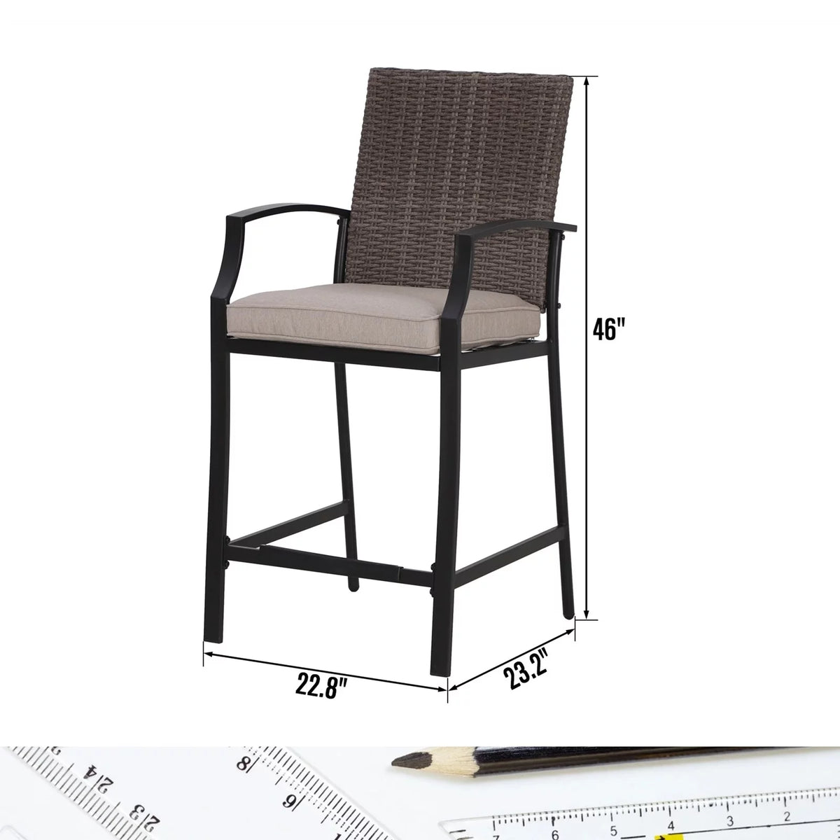 Wicker Rattan Bar Stools Set of 2 Q93128