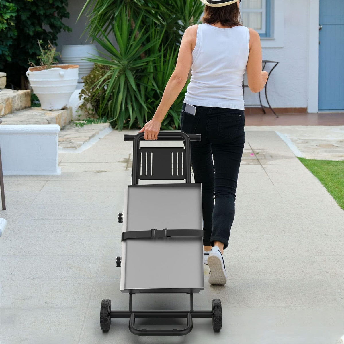 Folding Grill Cart with Side Shelf Y554789