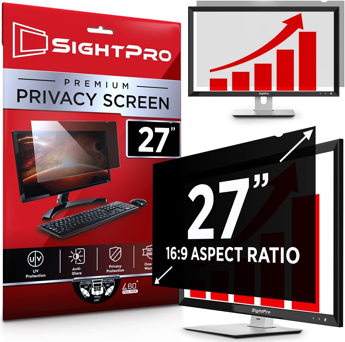 27 Inch Computer Privacy Screen Filter for 16:9 Widescreen Monitor, Pack of 2 Q368732